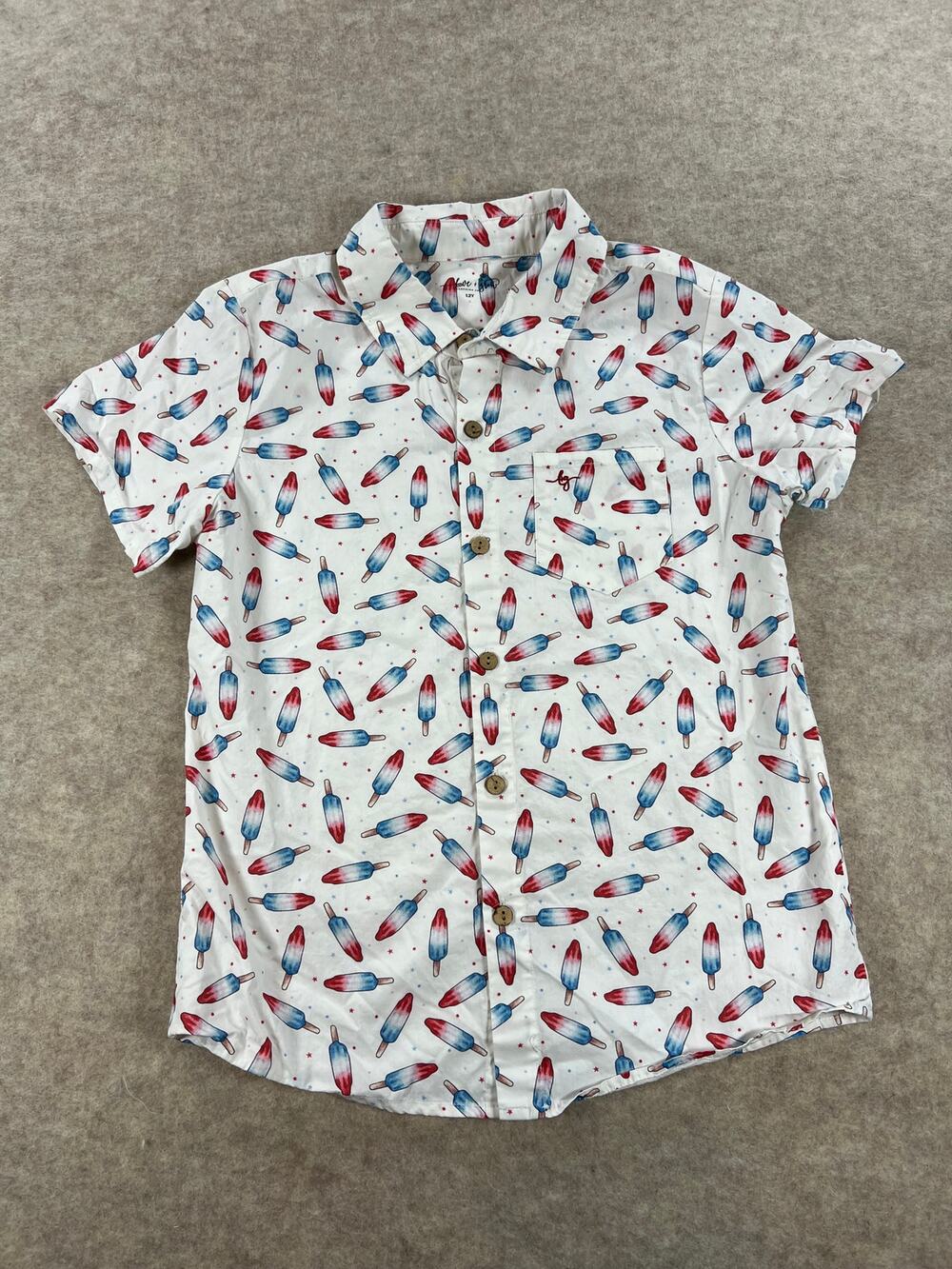 Love and Grow Bomb Pop Button Down Shirt Boys Size 12y